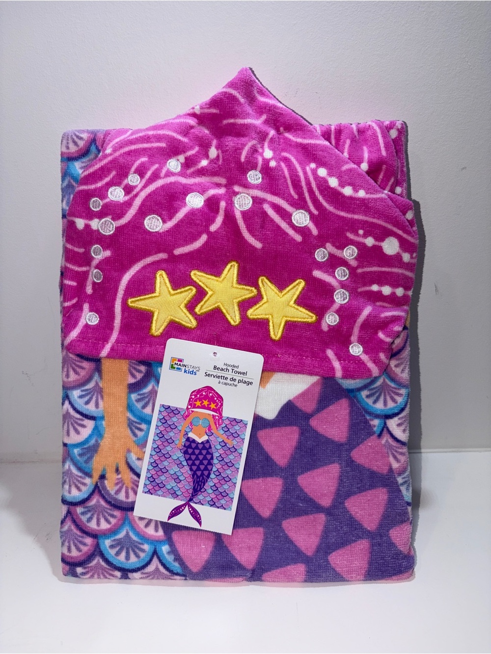 Mainstays Mermaid Hooded Beach Towel 24” x 48”